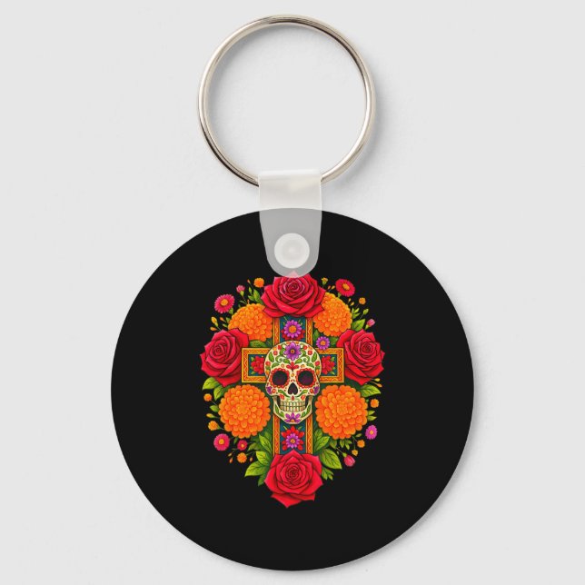 Porte-clés De Los Muertos Day Of The Dead Sugar Skull Christi (Recto)