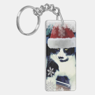 Porte-clés de Noël Chat Santa Smoking