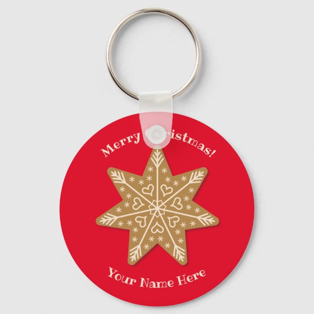 Porte-clés de Noël flocon de neige pain d'épices (Recto)