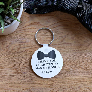 Porte-clés de nœud papillon noir pour homme d'honn