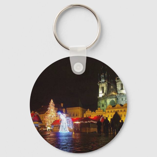 Porte-clés de nuit de Noël à Prague Cadeau tchèque (Recto)