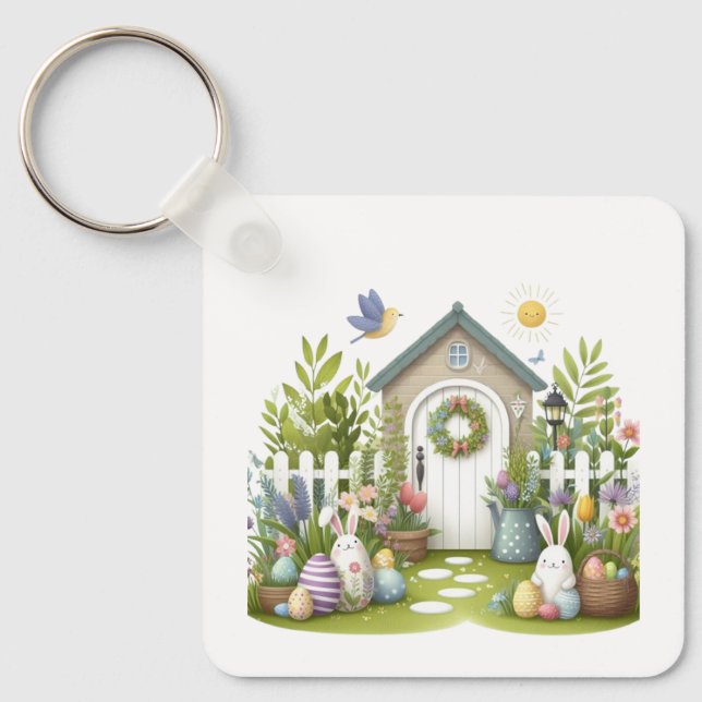 Porte-clés de Pâques Lapin et Œuf Cadeau de printe (Recto)