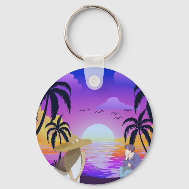 Porte-clés de plage au coucher du soleil (Recto)