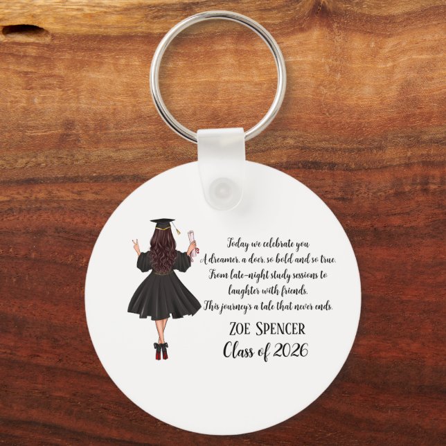 Porte-clés de remise de diplôme personnalisé (Recto)