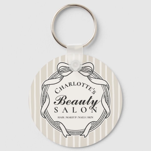 Porte-clés de salon de beauté à cadre orné de crèm (Recto)