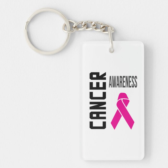 Porte-clés de sensibilisation au cancer (blanc) (Devant)