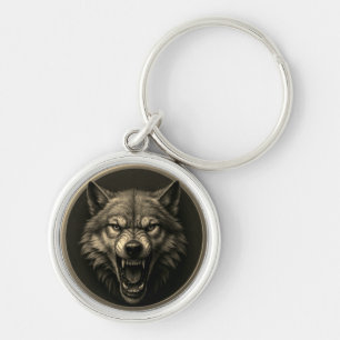 Porte-clés de style médaillon tête de loup 3D Spea