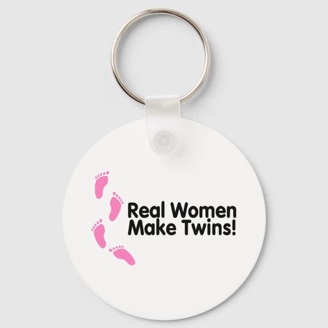 Porte-clés De vraies femmes font des jumeaux (empreintes rose (Recto)