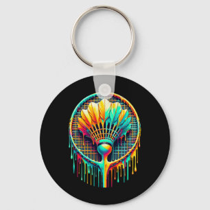 Porte-clés Déchirer Paint Badminton Player Shuttle Racket