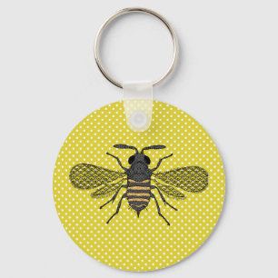 Porte-clés Décor cadeau Motif BEE Jaune Polkadot tendance Nou