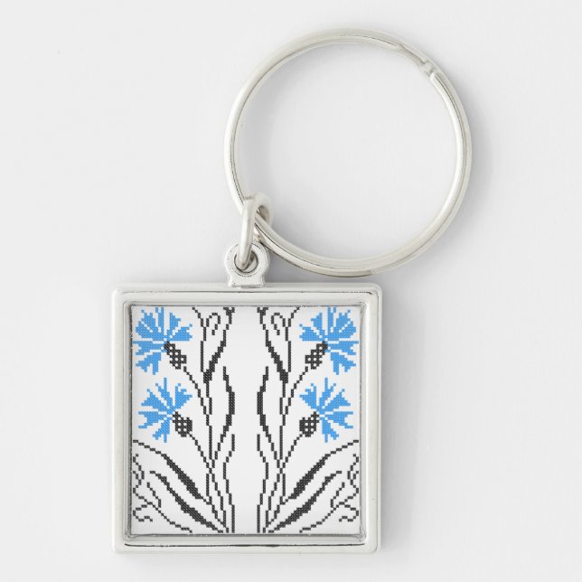 Porte-clés Décor croix de Cornflower bleu (Devant)