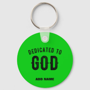PORTE-CLÉS DÉDIÉ À DIEU COOL LIME VERT PERSONNALISÉ NOIR TEXT
