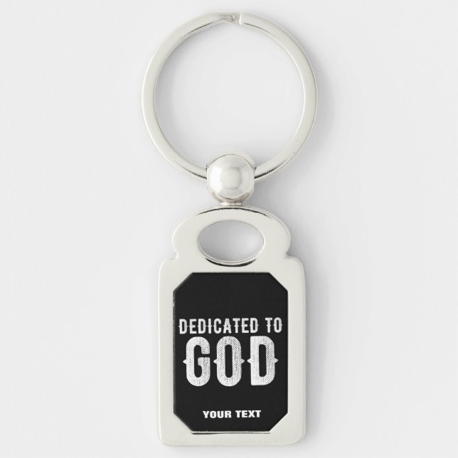 PORTE-CLÉS DÉDIÉ À DIEU COOL PERSONNALISABLE TEXTE BLANC (Devant)