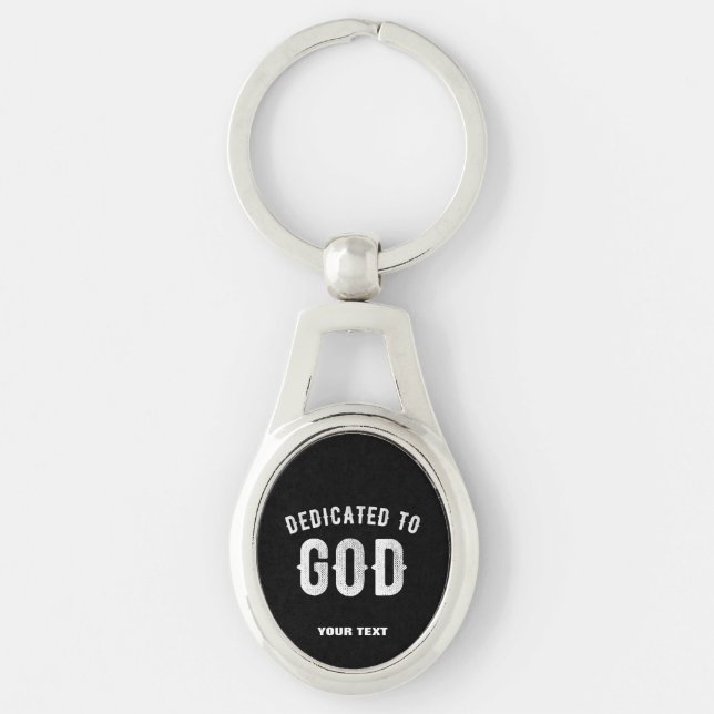 PORTE-CLÉS DÉDIÉ À DIEU PERSONNALISABLE COOL TEXTE BLANC (Devant)