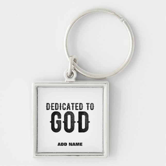 PORTE-CLÉS DÉDIÉ À DIEU PERSONNALISABLE COOL TEXTE NOIR (Devant)