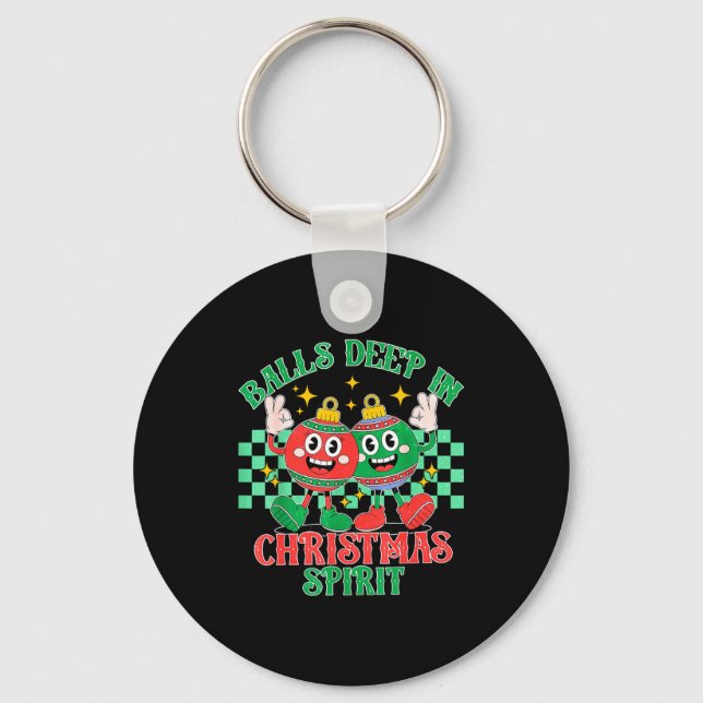 Porte-clés Deep In Christmas Bauble Festive Checkered Xmas  (Recto)