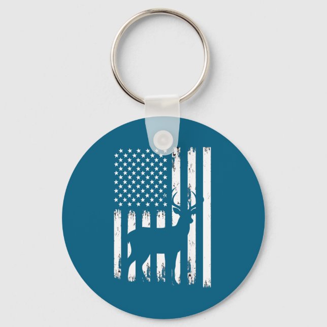 Porte-clés Deer Hunting Hunter Camo Usa American Flag Patriot (Recto)