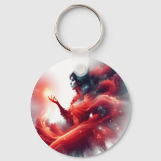 Porte-clés Déesse céleste cosmique Galaxie de nuage rouge abs