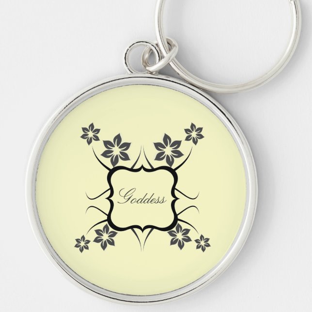 Porte-clés Déesse Floral Premium Porte - clé, gris foncé (Devant)