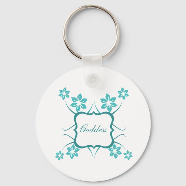 Porte-clés Déesse Florale Porte - clé, Turquoise (Recto)