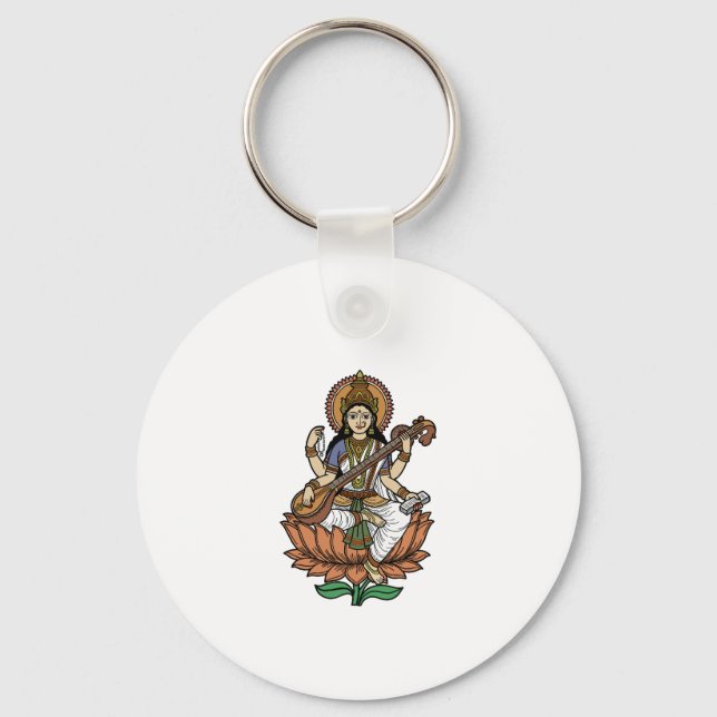 Porte-clés Déesse hindoue Saraswati (Recto)