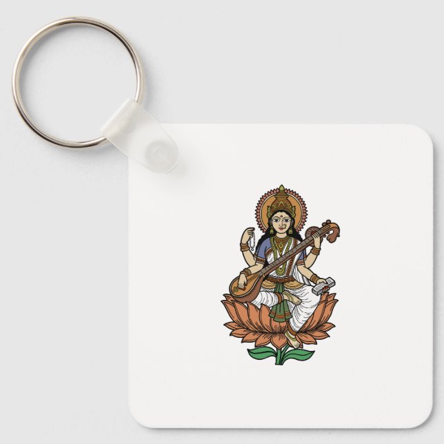 Porte-clés Déesse hindoue Saraswati (Recto)