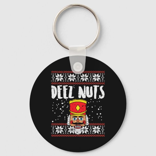 Porte-clés Deez Nuts Nutcracker Fun Vilain Noël Mème Cadeau (Recto)
