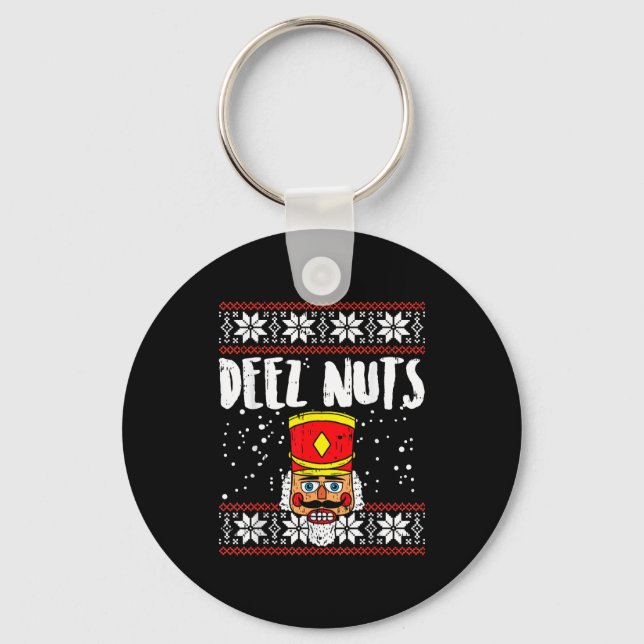Porte-clés Deez Nuts Nutcracker Funny Ugly Christmas Sweater  (Recto)