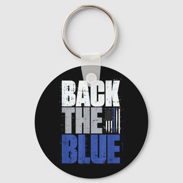 Porte-clés Défendre le drapeau bleu mince de la ligne bleue p (Recto)