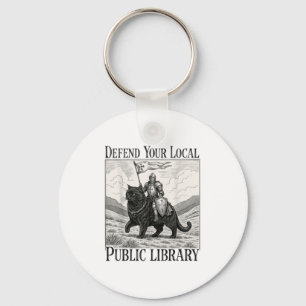 Porte-clés Défendre votre bibliothèque publique locale Funny