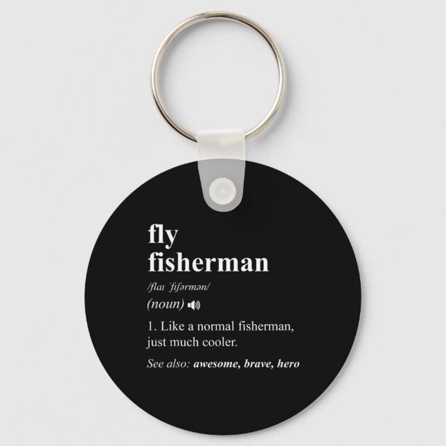 Porte-clés Définition de pêcheur à la mouche drôle pêche à la (Recto)