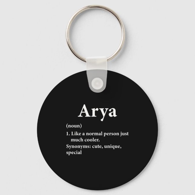 Porte-clés Définition du nom Arya  (Recto)
