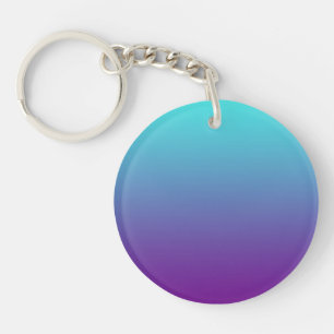 Porte-clés Dégradé de fond simple Turquoise Bleu Violet