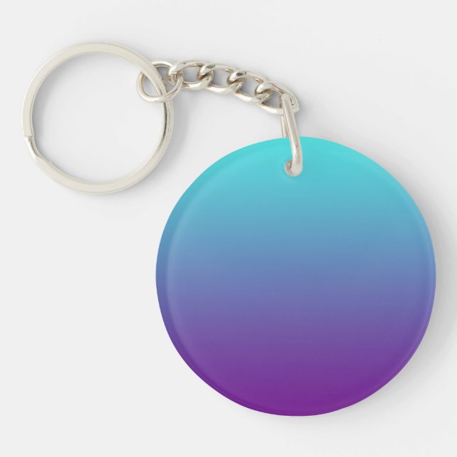 Porte-clés Dégradé de fond simple Turquoise Bleu Violet (Devant)