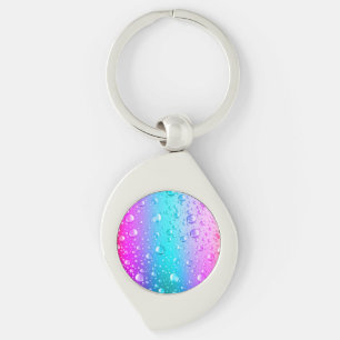 Porte-clés Dégradé rose chaud et bleu aqua avec gouttelettes