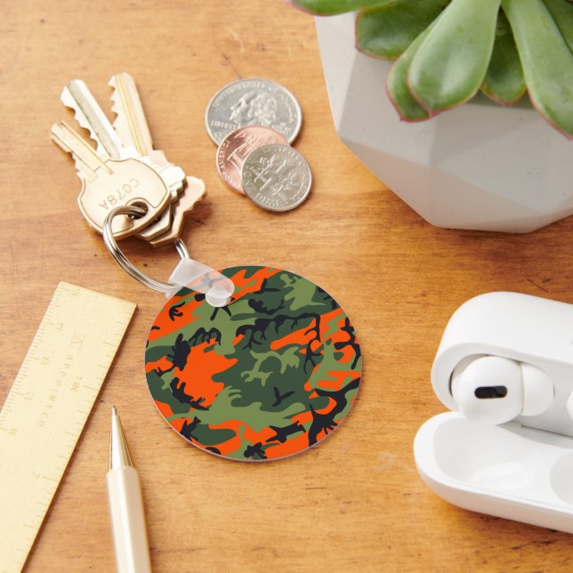 Porte-clés Déguisement camouflage orange et vert, Militaire,  (Bureau)