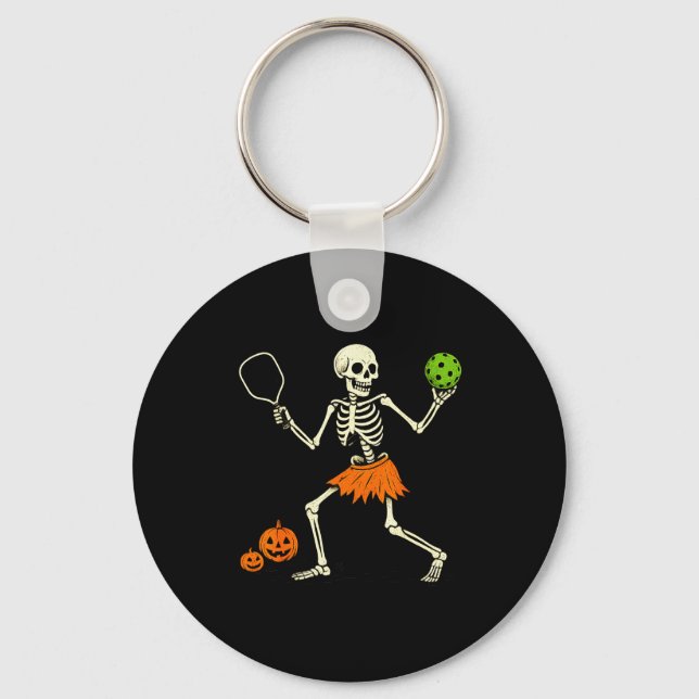 Porte-clés Déguisement de squelette Halloween de pickleball e (Recto)