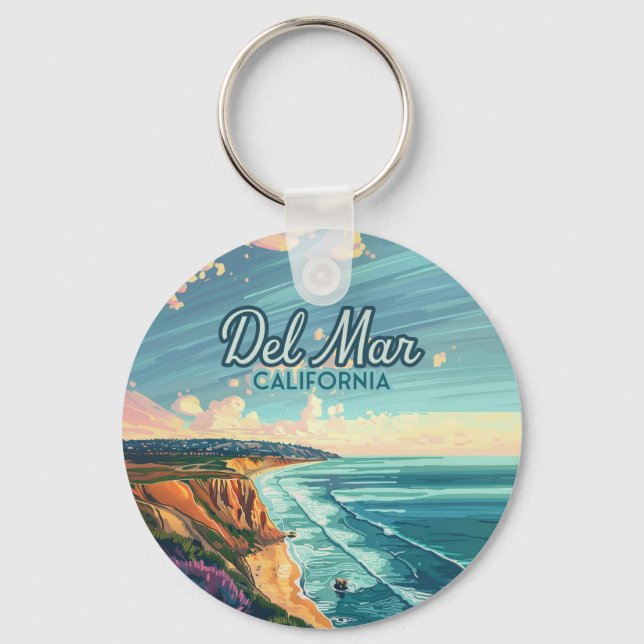 Porte-clés Del Mar California San Diego Beach Pacifique Vinta (Recto)