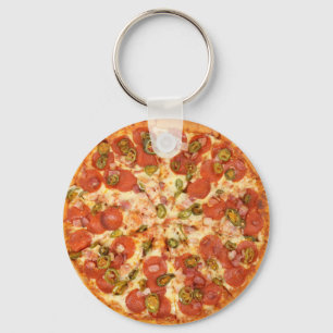 Porte-clés délicieuse pizza entière pepperoni dallage