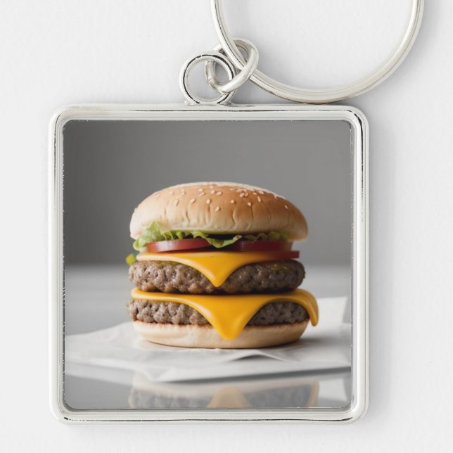Porte-clés Délicieux Cheeseburger sur les tissus (Devant)