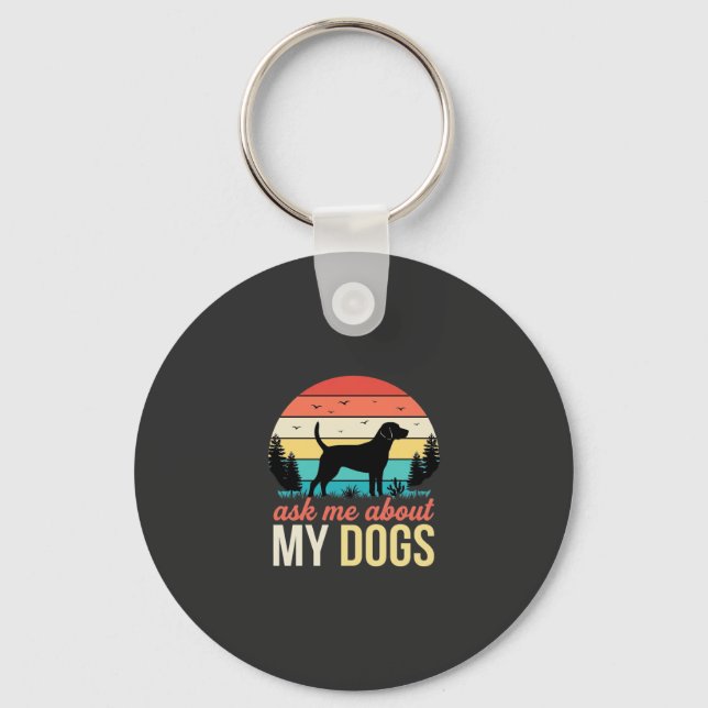 Porte-clés Demandez-moi à propos de mon chien Rétro Sunset_1 (Recto)