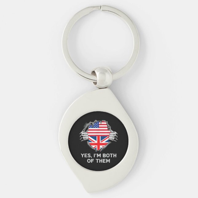 Porte-clés Demi-Américain Moitié Anglais USA Angleterre Drape (Devant)