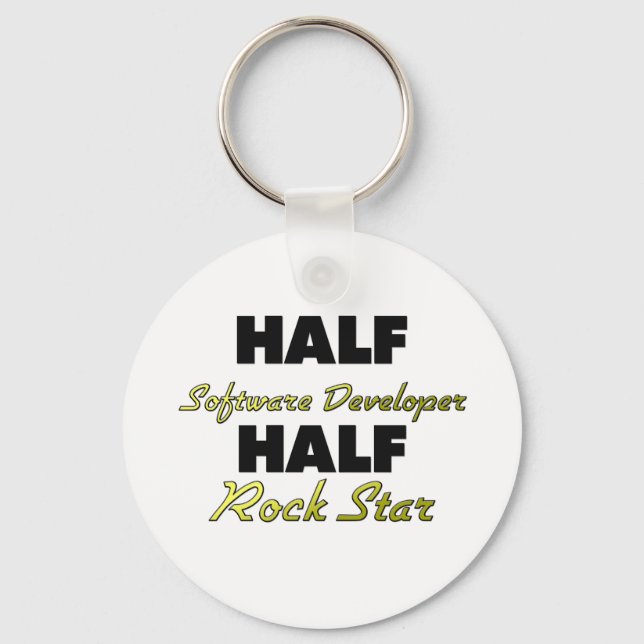 Porte-clés Demi-développeur de logiciels Half Rock Star (Recto)