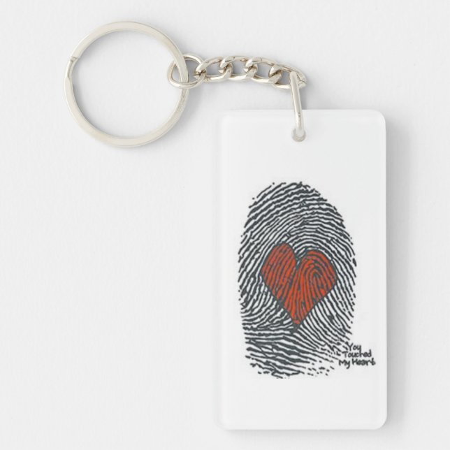 porte-clés d'empreinte digitale de coeur d'amour (Devant)