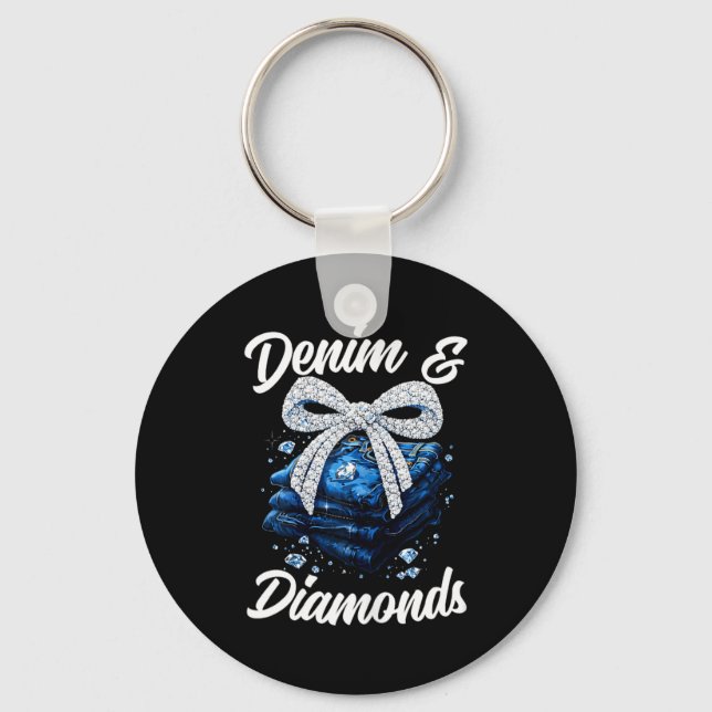 Porte-clés Denim et diamants s'inclinent glamour mode western (Recto)