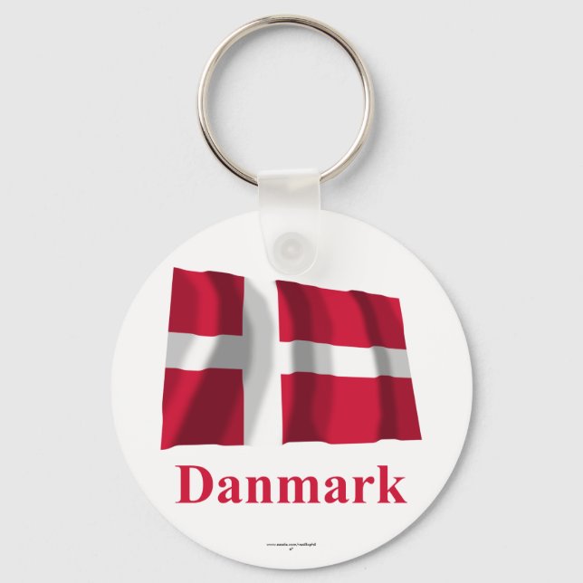 Porte-clés Denmark Waving Flag with Name in Danish (Recto)