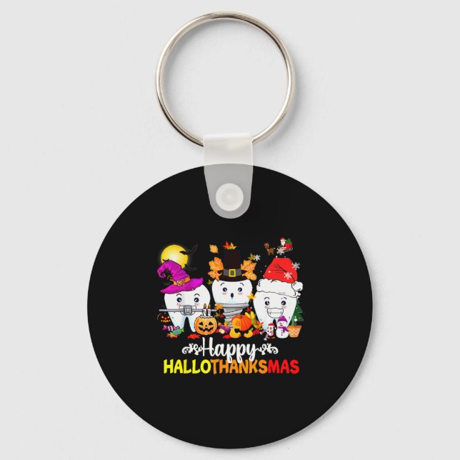 Porte-clés Dental Halloween Thanksgiving Christmas Happy Hall (Recto)