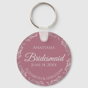 Porte-clés Dentelle d'argent sur Dusty Rose rose Bridesmaid M