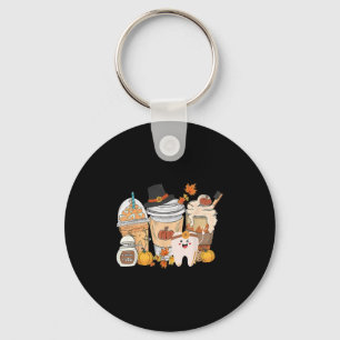 Porte-clés Dents Café Automne Dentaire Citrouille Latte Denti