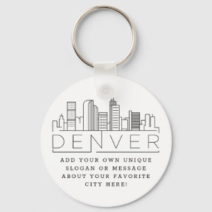 Porte-clés Denver, Colorado Stylisé Skyline   Slogan personna